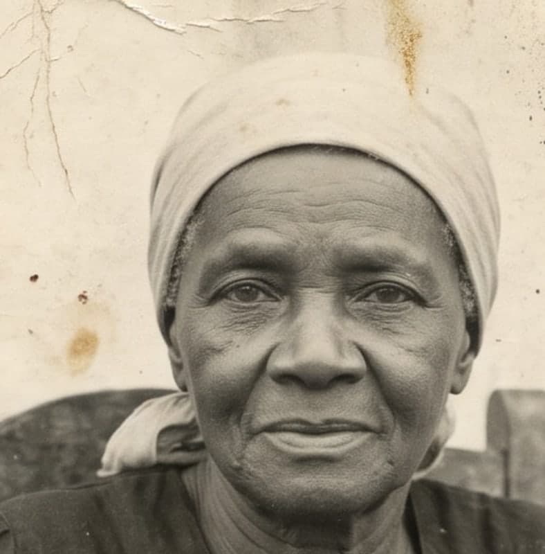 Retrato de bisavó (exemplo): o rosto na foto original, antes da restauração